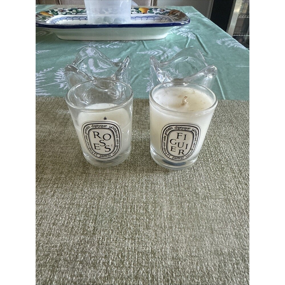 Set Of 2 Diptyque Mini Scented Candles, Figuier & Roses, Mini Size, No Box